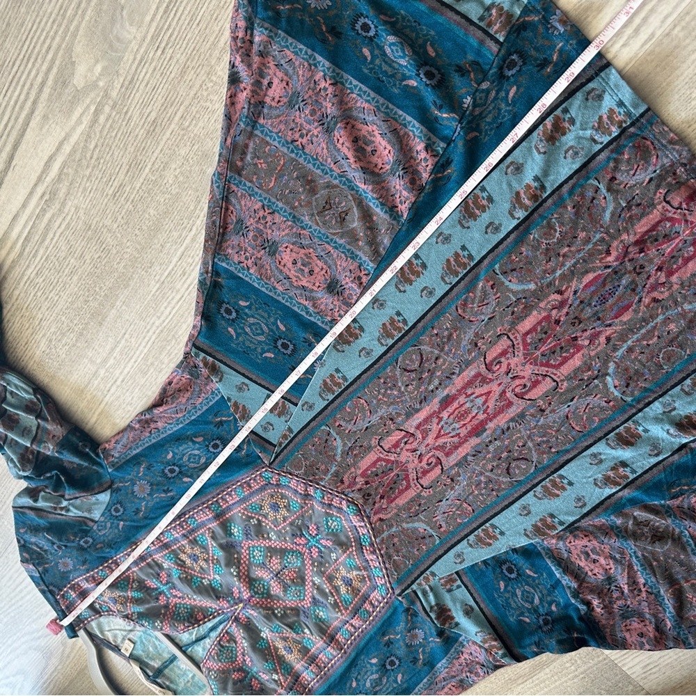 Soft Surroundings Teal and Pink Embroidered Tunic XS - Picture 9 of 10
